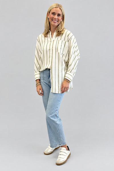 Butter Sage Pinstripe Buttondown Shirt