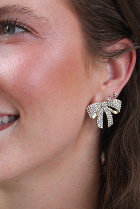 Golden Bow Sparkle Studs