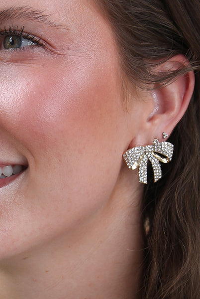 Golden Bow Sparkle Studs