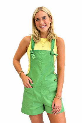 Apple Green Tie Strap Romper