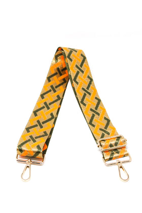 Olive Beige Geometric Guitar Strap