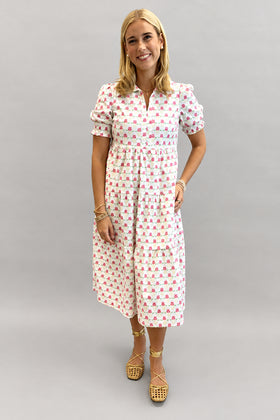 Rose Print Cotton Shirtdress