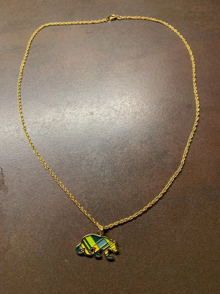 Plaid Bear Necklace