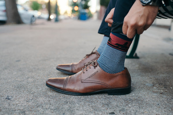 Dapper Bear Sock Collection - Blue Pinstripe