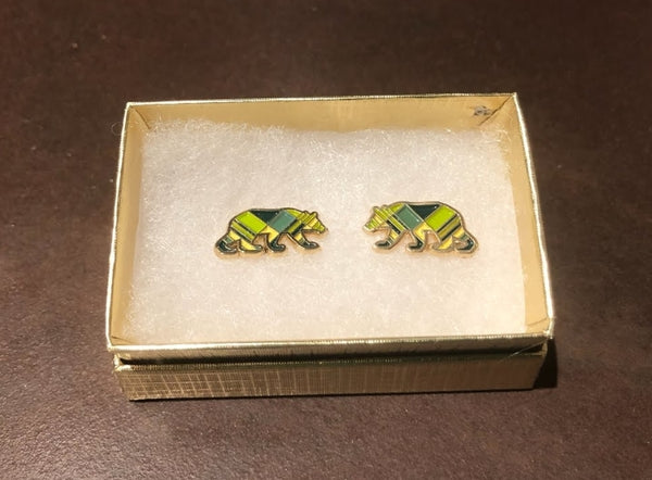 Plaid Bear Earrings