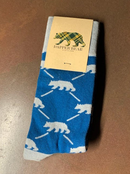 Dapper Bear Turquoise & Gray Bear Socks