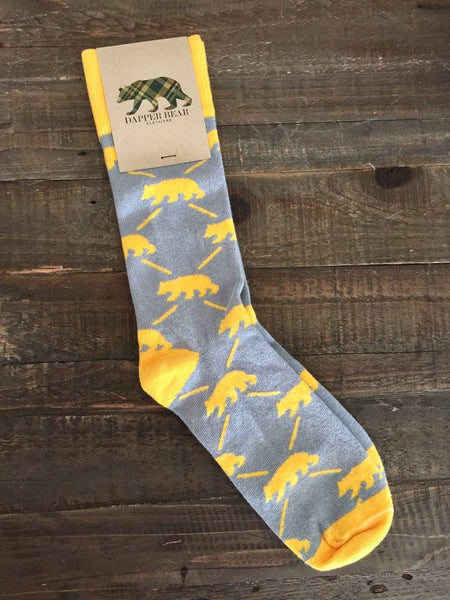 Dapper Bear Sock Collection- Grey & Gold