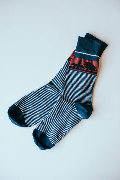 Dapper Bear Sock Collection - Blue Pinstripe