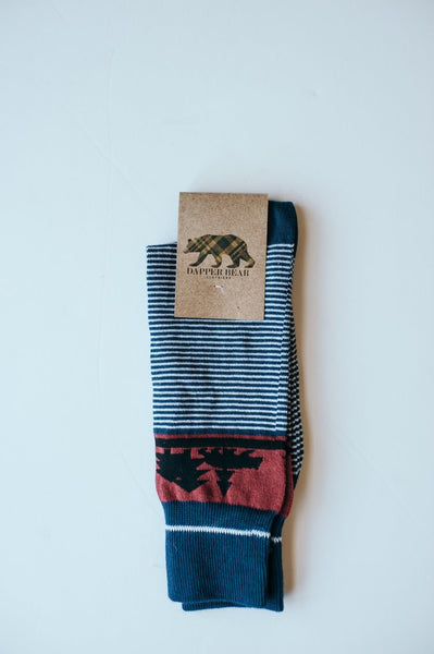 Dapper Bear Sock Collection - Blue Pinstripe